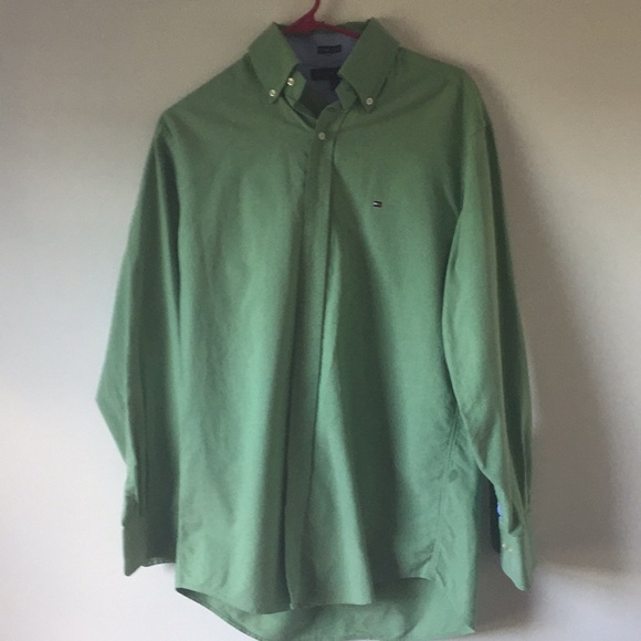 Button oxford sz 15 32-33 med Tomy hilfiger green - Picture 2 of 4